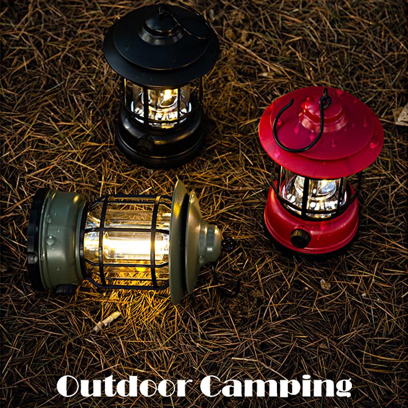 1PC LED Tent Light Outdoor Without Battery Retro Waterproof Portable Camping Lamp Super Bright for Hiking Fishing