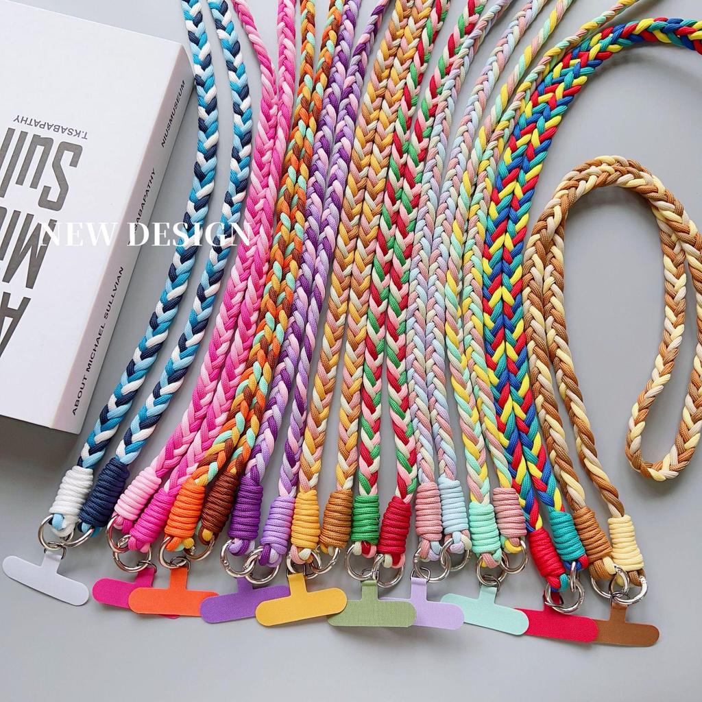 Стильный плетеный ремешок-шнурок через плечо: Регулируемая, Четырехрядная, Color-Block, Противоскользящая цепочка для телефона