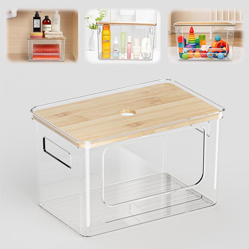 Trash Bag Dispenser, Stackable With Bamboo Top – Extra Large Garbage Bag Holder & Under Sink Organizer For Kitchen