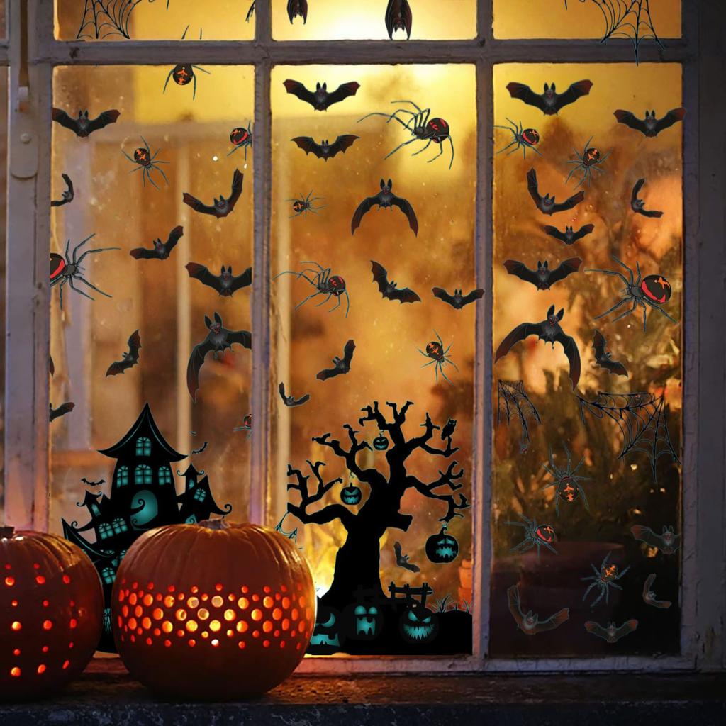 Halloween Decorative Window Stickers Bats Holiday Party Living Room Wall Decoration Stickers Pvc Self Adhesive