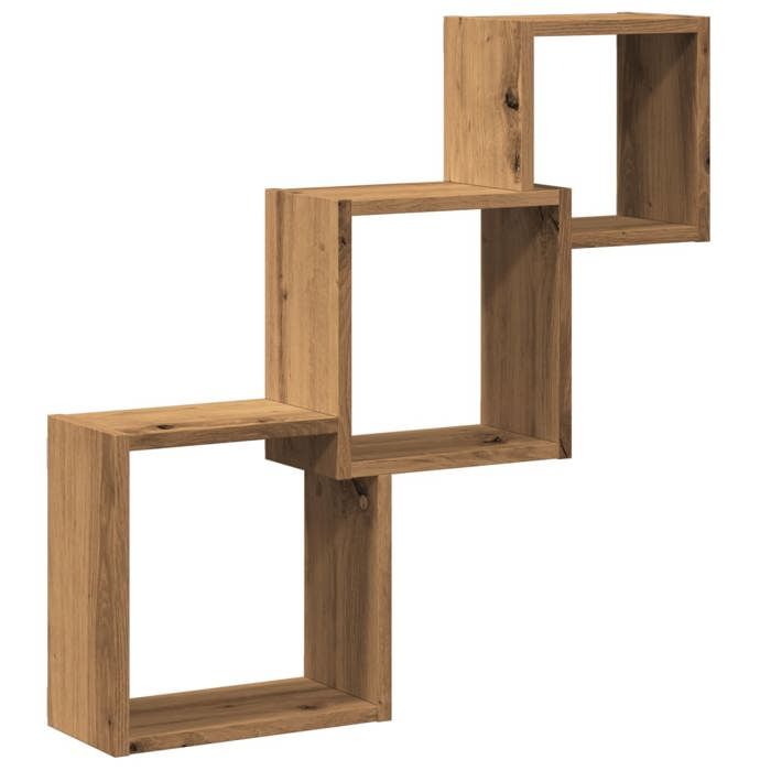 VidaXL Wall Shelves Cube Shape Artisan Oak Engineered Wood, Cube-Shaped Storage, Figure-8 Organizer 855815