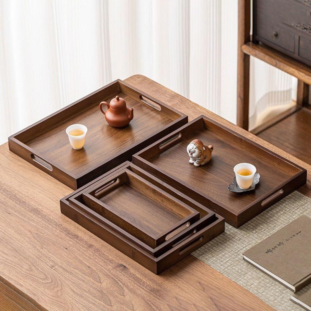 Walnut Color Food Storage Trays With Handle Dessert Pallet Decorate Tray Display Plate  Bathroom