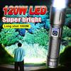 Flashlight Powerful 120W LED Torch Waterproof Lamp 3 Modes Light Zoomable Torch Light Outdoor Lighting Flashlight