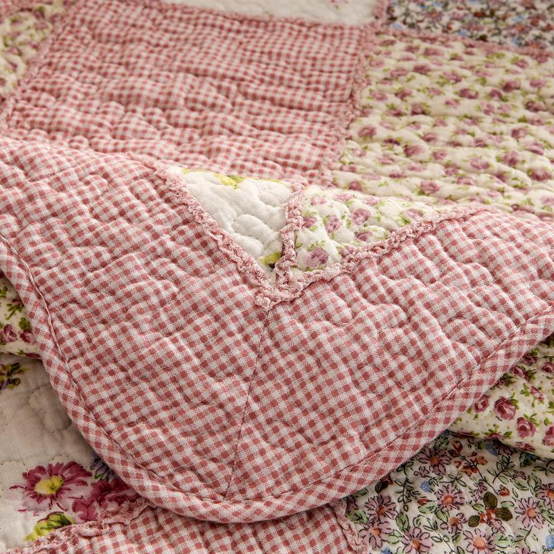 Pastoral Non-Slip Cotton Block Quilted Sofa Cushion, Fresh Small Floral Sofa Seat Cushion Cover Towel Manufacturer Supply