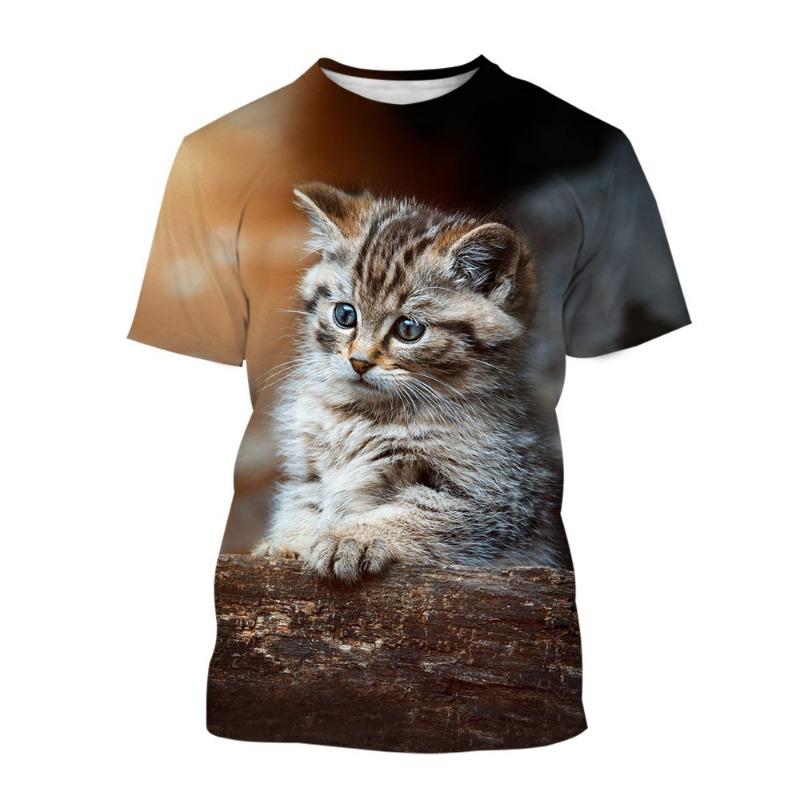 New Funny Cat T-Shirts Animal 3D Print Summer Men Women Fashion Short Sleeve Tees Streetwear Harajuku T Shirt Kids Tops Clothing