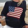 Winter Women Flag Sweaters Vintage Loose Sweaters Long Sleeve Round Casual Harajuku Pullovers Knitwear White Streetwear