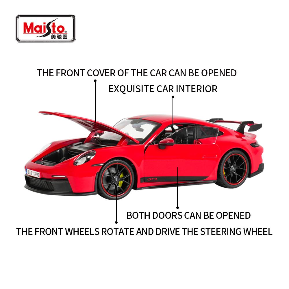 AABKP1 Maisto 1:18 2022 Porsche 911 GT3 Sports Car Orange Static Die Cast Vehicles Collectible Model Car Toys