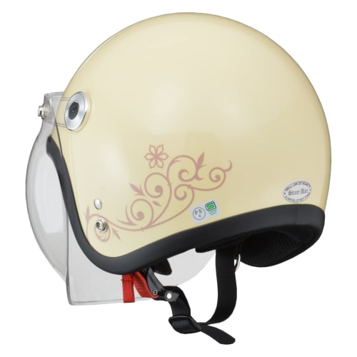 LEAD Motorcycle Helmet Jet Street Alice Small Low Ivory Women's QP-2 - Women's Free (Head Circumference Less Than 55cm~61cm)