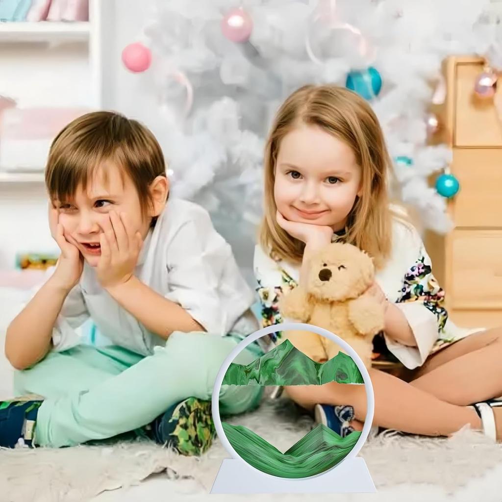 Round Tempered Glass 3D Deep Sea Sand Scene For Relaxing Desktop, Home Office, Children Adult Work Decoration