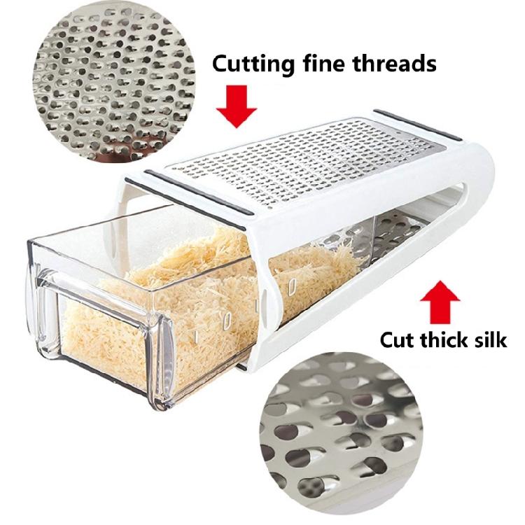 Efficient Double Cutter Grater for Quick and Uniform Food Processing with Stable Construction and User Friendly Handle