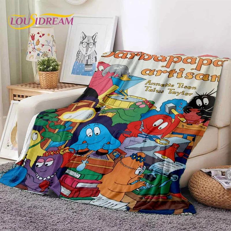 3D Cartoon Les Barbapapa Family Soft Blankets,Keep Warm Throw Blanket Comfortable Blanket for Picnic Beds Sofa Home Bedroom Kids