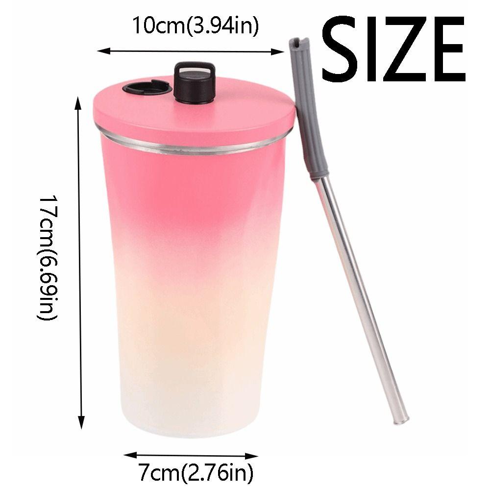 Creative Travel Insulated Tumbler 600ML with Straw Stainless Steel Thermal Mug Leak Proof with Lid Stainless Steel Coffee Cup