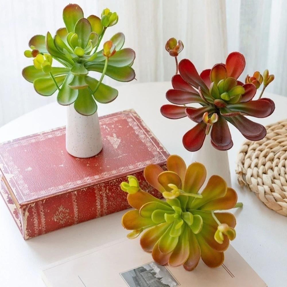 Fleshy Artificial Succulent Plant Lifelike Real Touch Fake Cactus Plastic Realistic Simulation Bonsai Plant Balcony Decoration