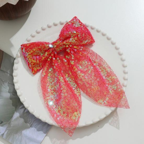 Girls Hair Pin Shiny Sequins Lightweight Breathable Fabric Hair Clip Bow Hair Accessories Party Photo Prop