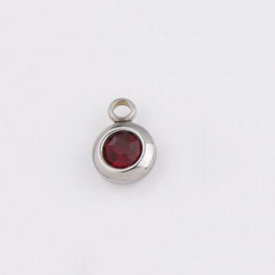 6.5mm Stainless Steel Birthstone Pendant - 12 Colors, DIY Jewelry Accessory