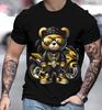 Летняя мужская футболка с 3D-принтом и медведем, короткий рукав, дышащая, для улицы, сто больших размеров, свободные мужские топы с коротким рукавом, футболки