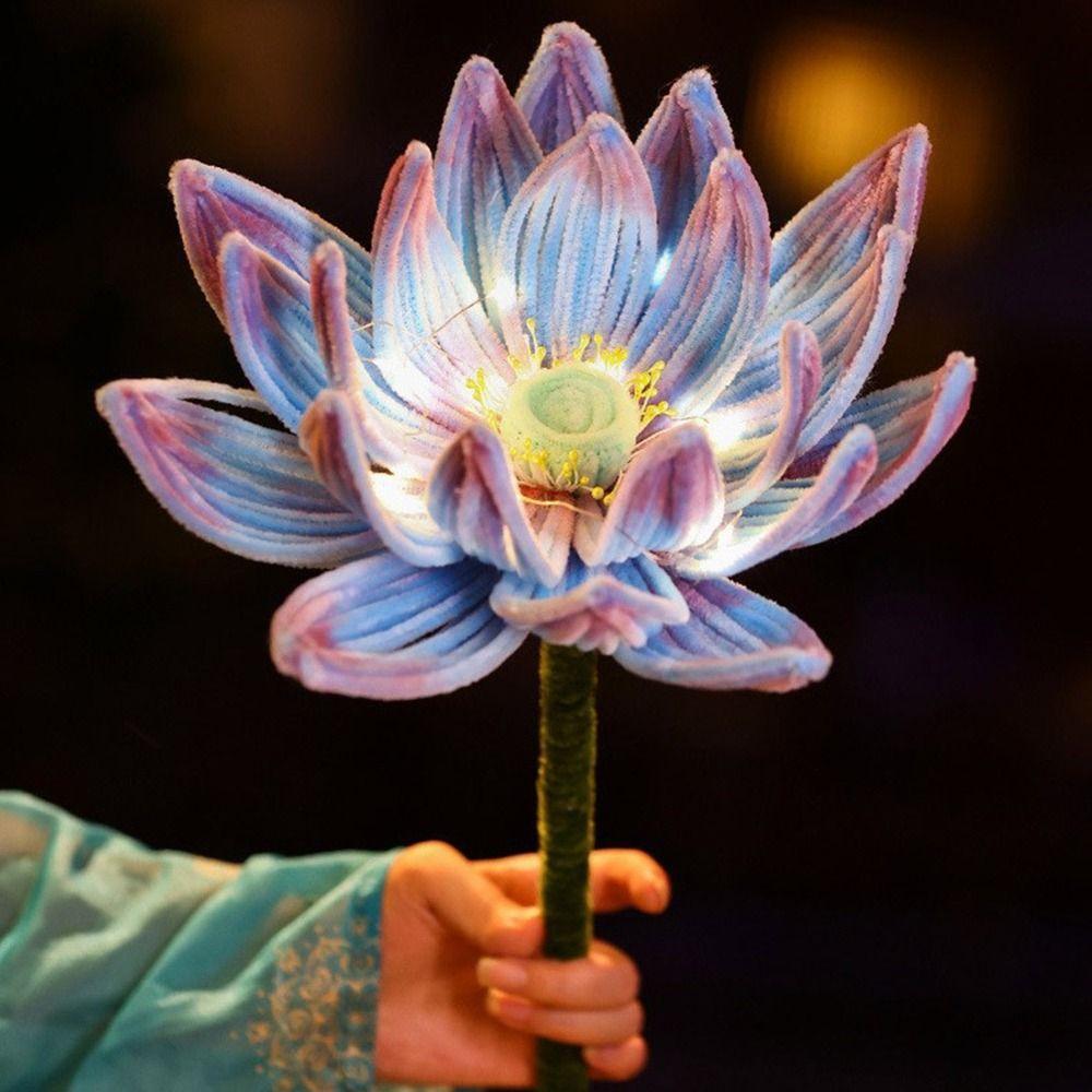 Ручная работа, витая палочка, цветок лотоса, фонарь, DIY набор материалов со светодиодной подсветкой, традиционный китайский фонарь, светящийся