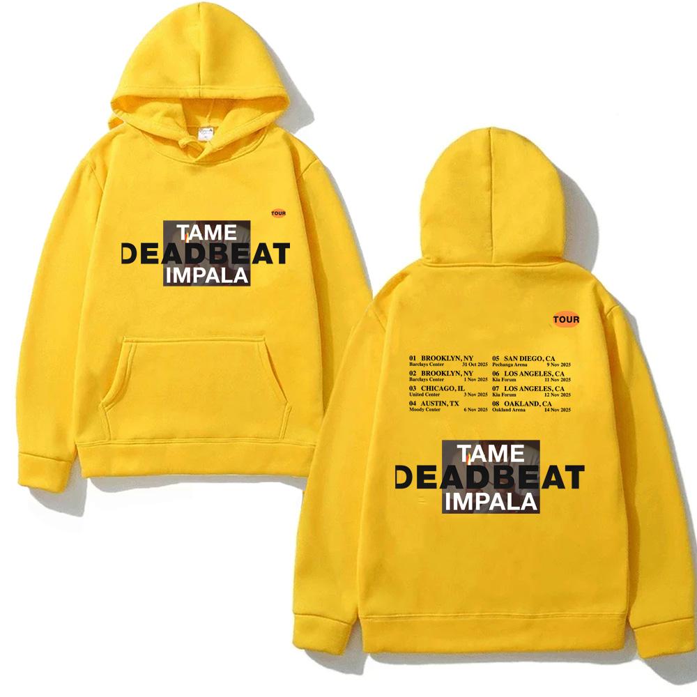 Tame Impala - Deadbeat Tour 2025 Толстовка с капюшоном в стиле хип-хоп с капюшоном Одежда в стиле певца Модный капюшон Высокое качество
