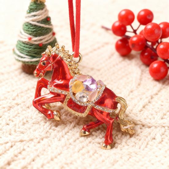 Лошадь Рождественское Украшение Стразы Декор Дерева Счастливое Животное Зодиака Тема Праздничное Праздничное Украшение