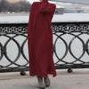 GMXIA Autumn and Winter Women's Loose Large Size Knitted Lace Long Dress Padded Sweatshirt Casual Dresses