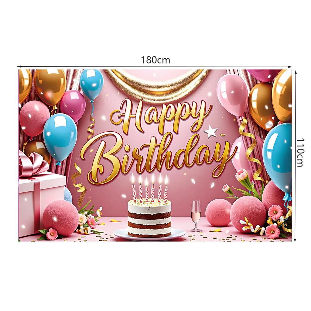 Баннер «С днем рождения» Украшение вечеринки по случаю дня рождения Фон Торт Воздушные шары Тема Флажки Украшения для юбилейной вечеринки