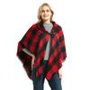 Horn Button Plaid Cloak Shawl