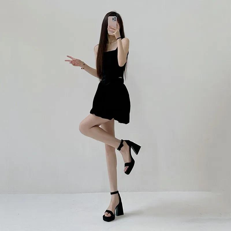 Женские сандалии из натуральной кожи с ремешком на щиколотке, круглым носком, толстыми каблуками, сандалии с пряжкой, женская обувь, летняя бежевая