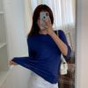 New Arrivals Open Run Women Rayon Span Basic Color Round Neck 3 4 Sleeve T shirT