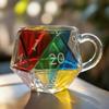 Rainbow D20 Dice Mug with Handle Colorful Polyhedral Glass Coffee Cup for Gamers Unique Gift for Tabletop RPG Fantasy Enthusiasts