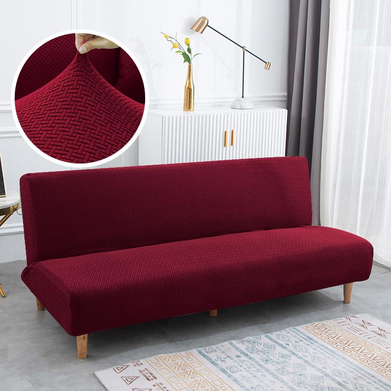 Polar Fleece Fabric Armless Sofa Bed Cover Solid Color Without Armrest Big Elastic Folding Furniture Home Decoration Bench Cover