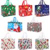 1pcs Christmas Tote Bags with Handles Xmas Non-Woven Gifts Bags Santa Snowman Treat Bags Party Decorations