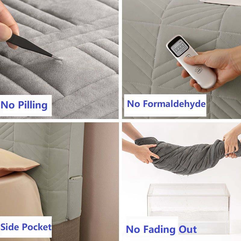 Утолщенный тонкий бархатный стеганый чехол на изголовье однотонного серого цвета, универсальный мягкий фланелевый стеганый чехол на изголовье кровати 200x70 см