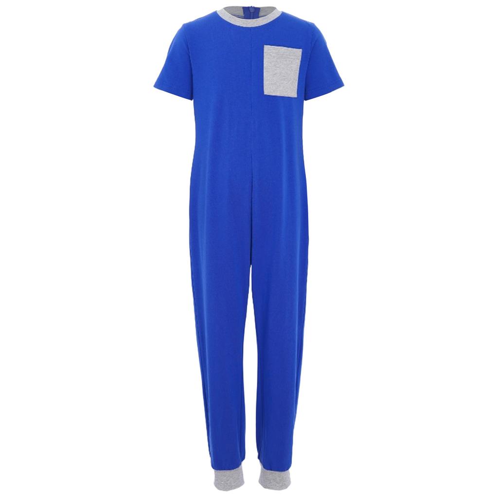 Унисекс Детский Адаптивный Комбинезон Задняя Невидимая Молния для Легкого Одевания Контрастный Цвет с Карманом