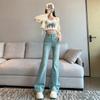 Light-colored slightly pulled jeans women's summer new small high-waisted slim-fitting slim-fitting horseshoe horn pants