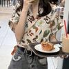 Женская рубашка с коротким рукавом в японском стиле, короткие модные повседневные топы с карманами, летние женские рубашки в стиле ретро
