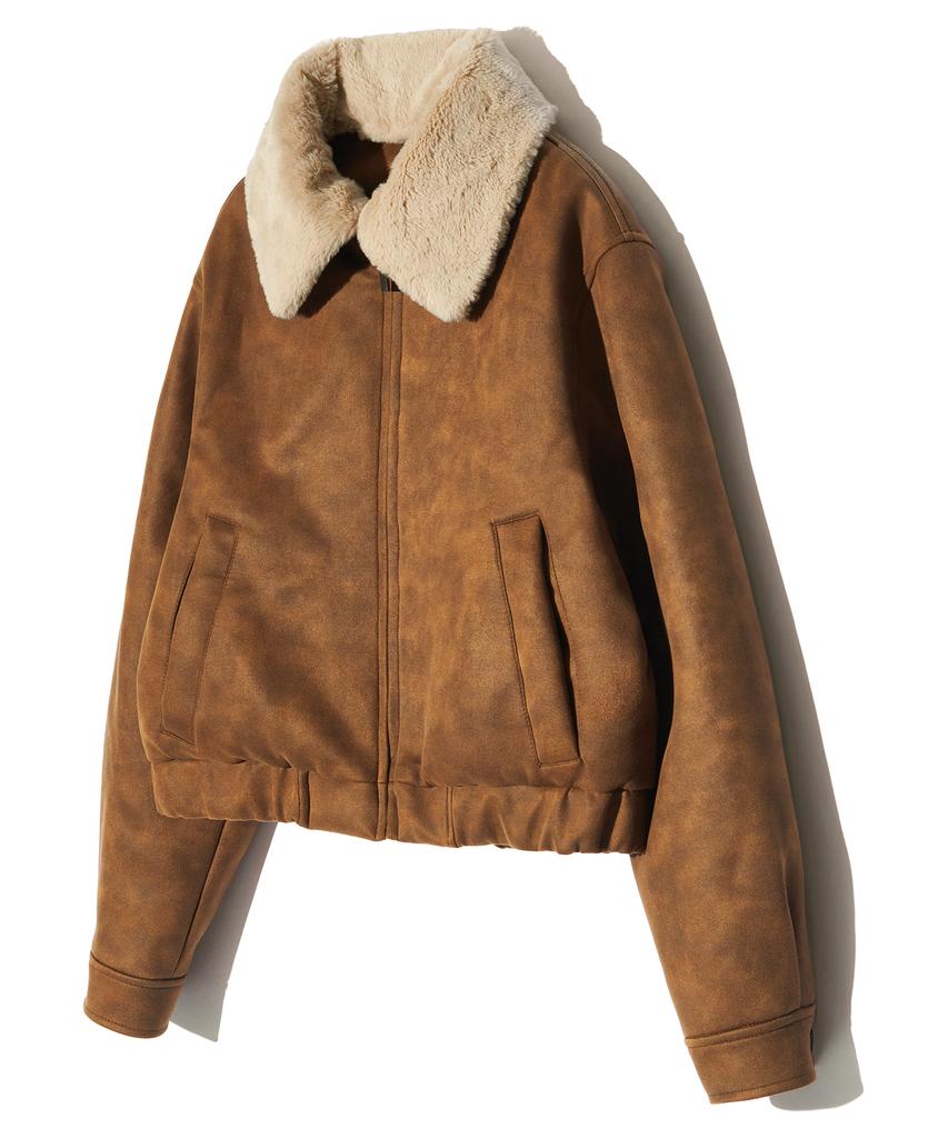 Peace Maker [2Type] Suede Mustang Padded Blouson (Light Brown)