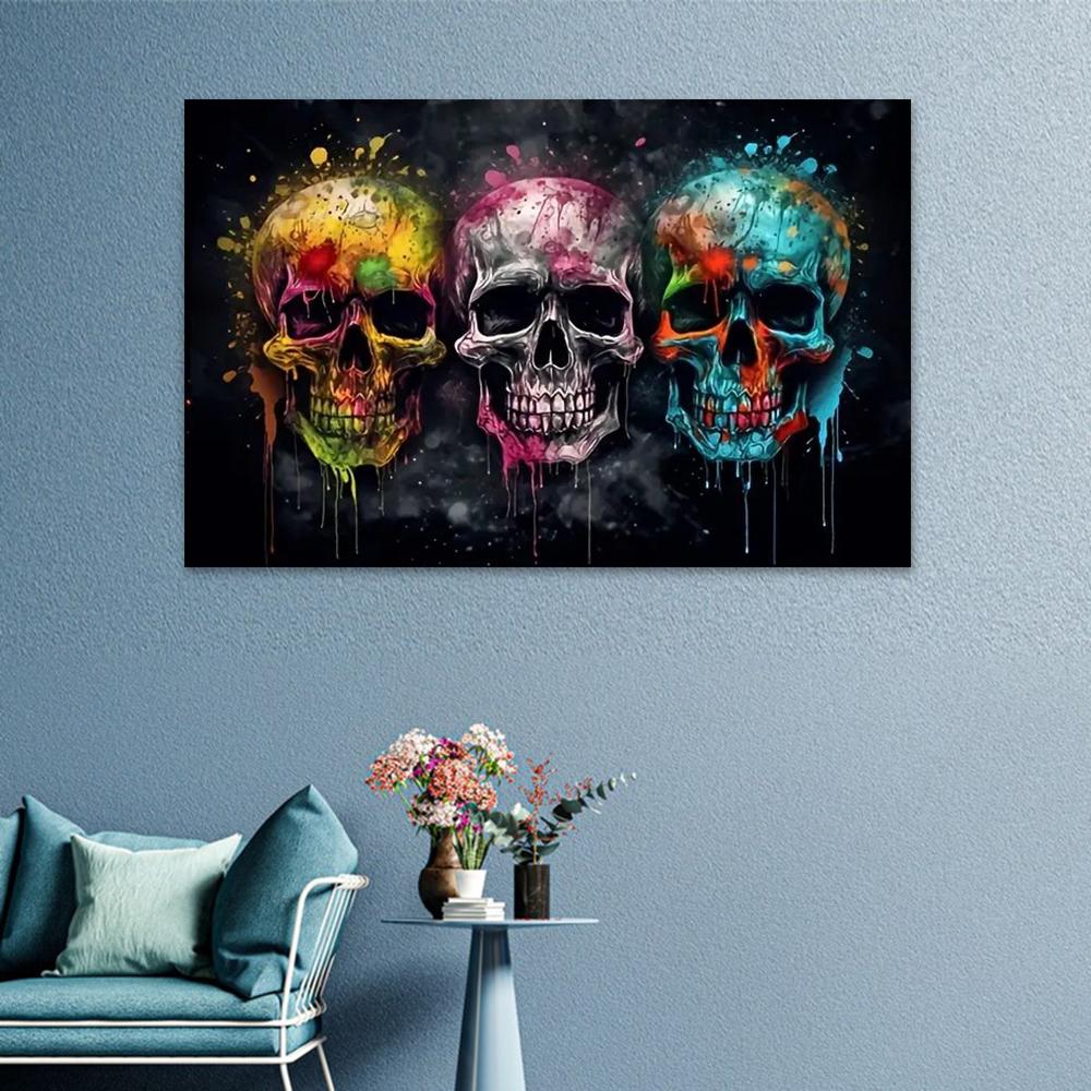 Череп Холст Настенное Искусство, Картины На Холсте, Для Спальни Офиса Гостиной Декор Стены, Хэллоуин Украшения Дома