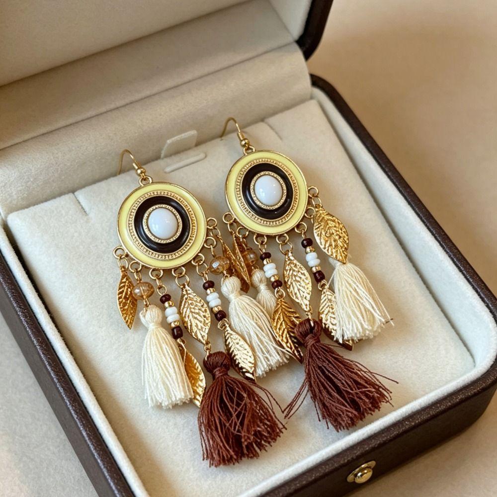 Zinc Zinc Alloy Tassel Earrings Beads Ethnic Earrings Beach Style Vintage Earrings Summer