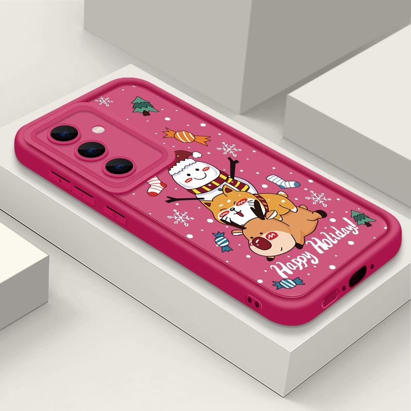 Чехол с рисунком оленя для Samsung S24 S23 S22 Ultra S21 Plus S20 FE A55 A35 A54 A53 A52 A34 A15 A14, противоударный мягкий чехол для телефона со снеговиком