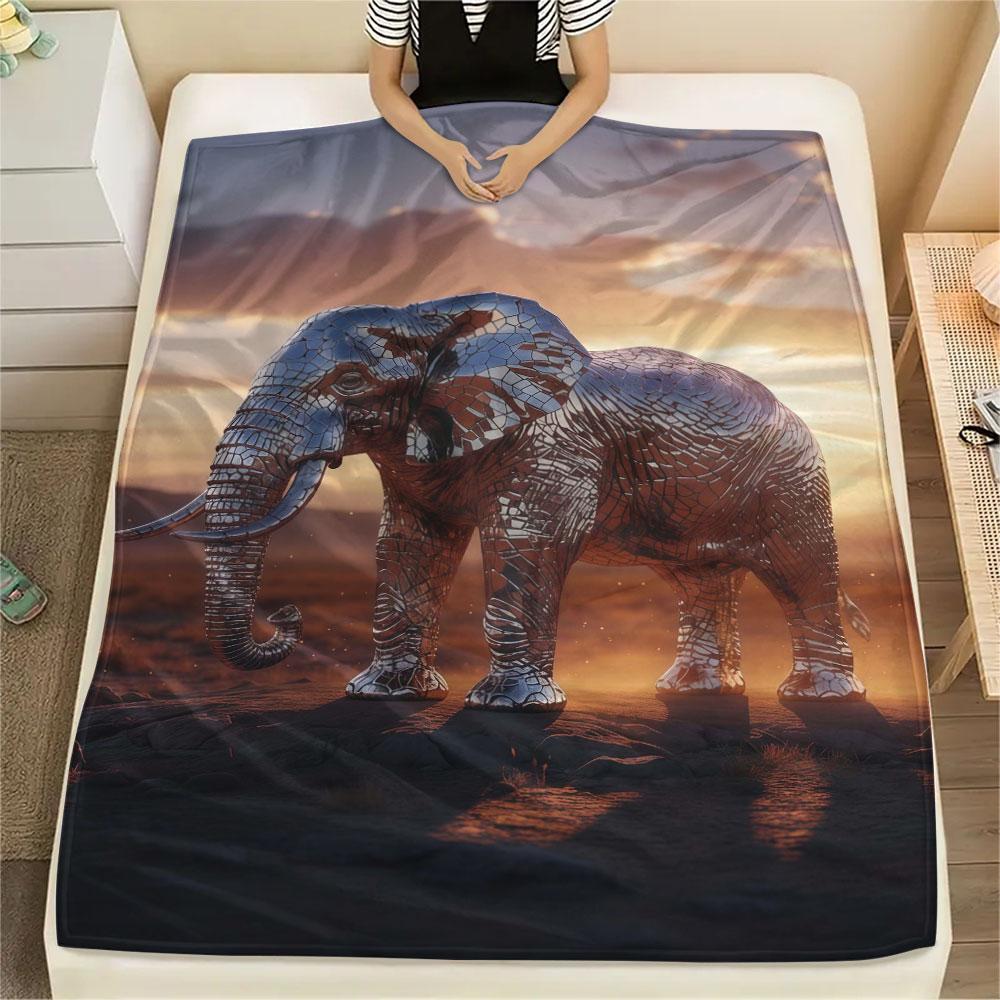 1Pc Mirroranimals Print Flannel Blanket, High quality Comfortable for All Seasons, Home Decor, Warmth and Comfort, Perfect for Christmas Gifts
