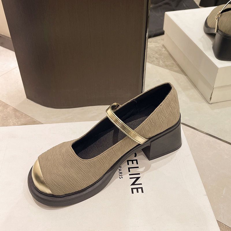 Женские туфли на высоком каблуке в стиле маленькой феи Мэри Джейн, французский вечерний темперамент, легкий вырез, толстый каблук, одинарные туфли, весна 2025