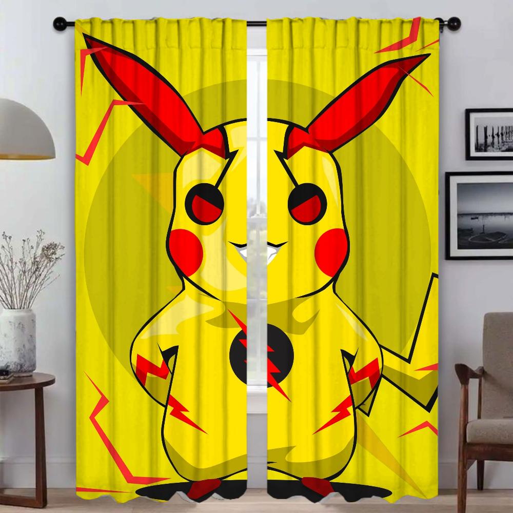 Шторы для спальни Покемоны Современные шторы для гостиной 2 штуки Шторы-тени Перегородка Блэкаут штора Украшение на Хэллоуин