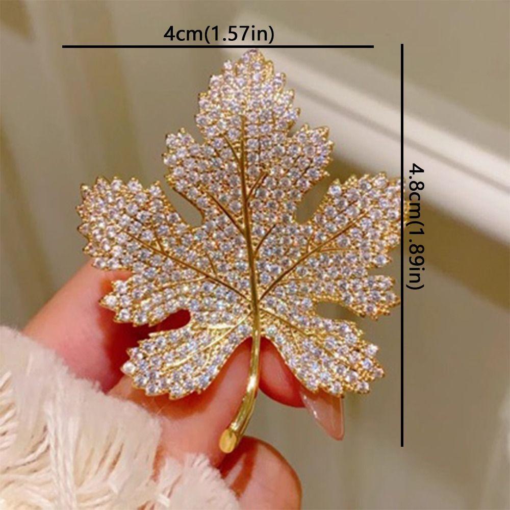 Trendy Jewelry Rhinestone Maple Leaf Brooch Vintage Maple Leaf Pin  Party Accessories