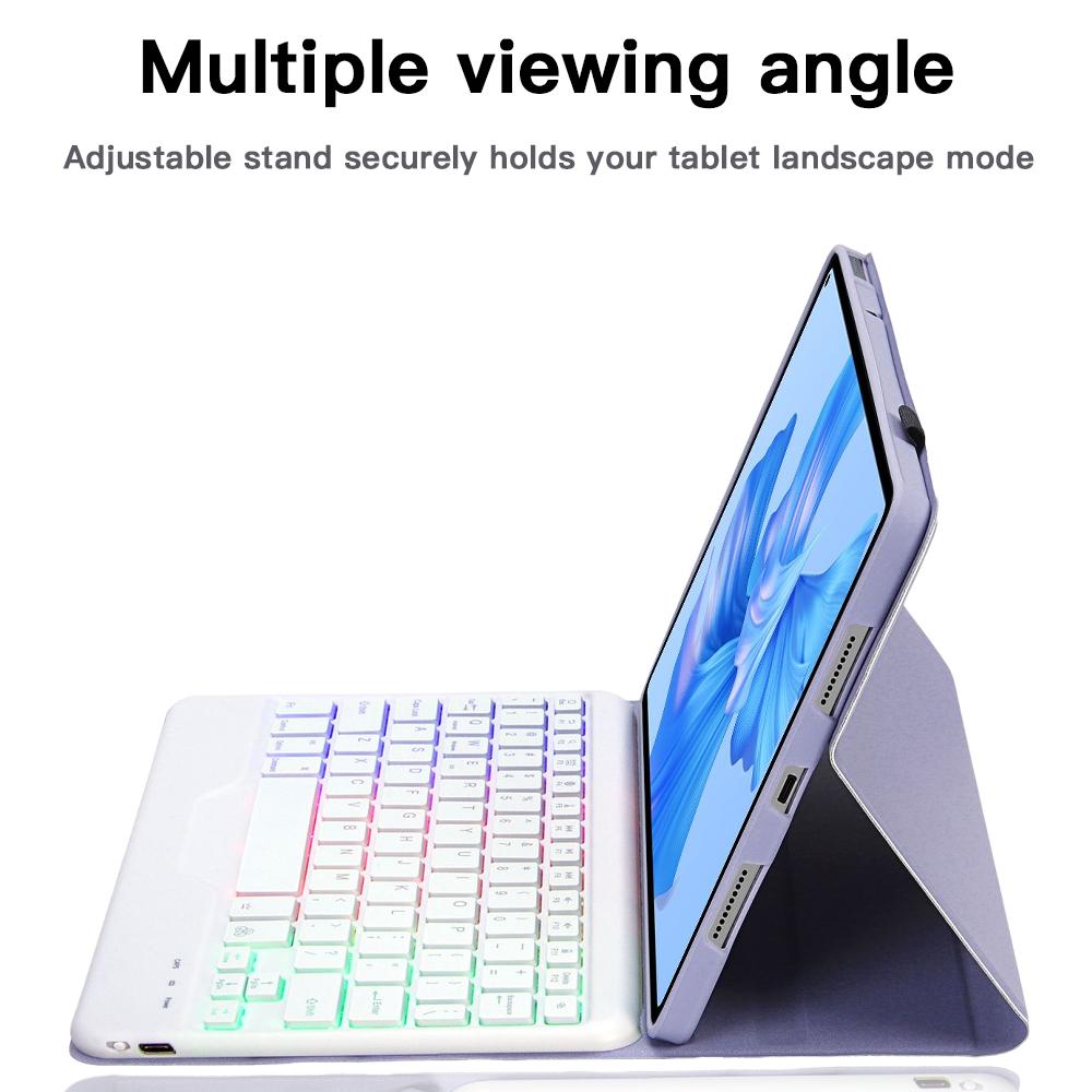 Беспроводная Bluetooth-клавиатура из ТПУ, трехцветная подсветка, кожаный чехол из спилка для Huawei MatePad Pro, 11 дюймов, 2022, чехол для планшета
