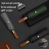 24-Rib Windproof Wooden Handle Folding Umbrella for Men with Sun Protection