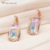 Fashion Rectangle Crystal Drop Earrings For Women Rose Gold Color Eardrop Wedding Jewelry Gift