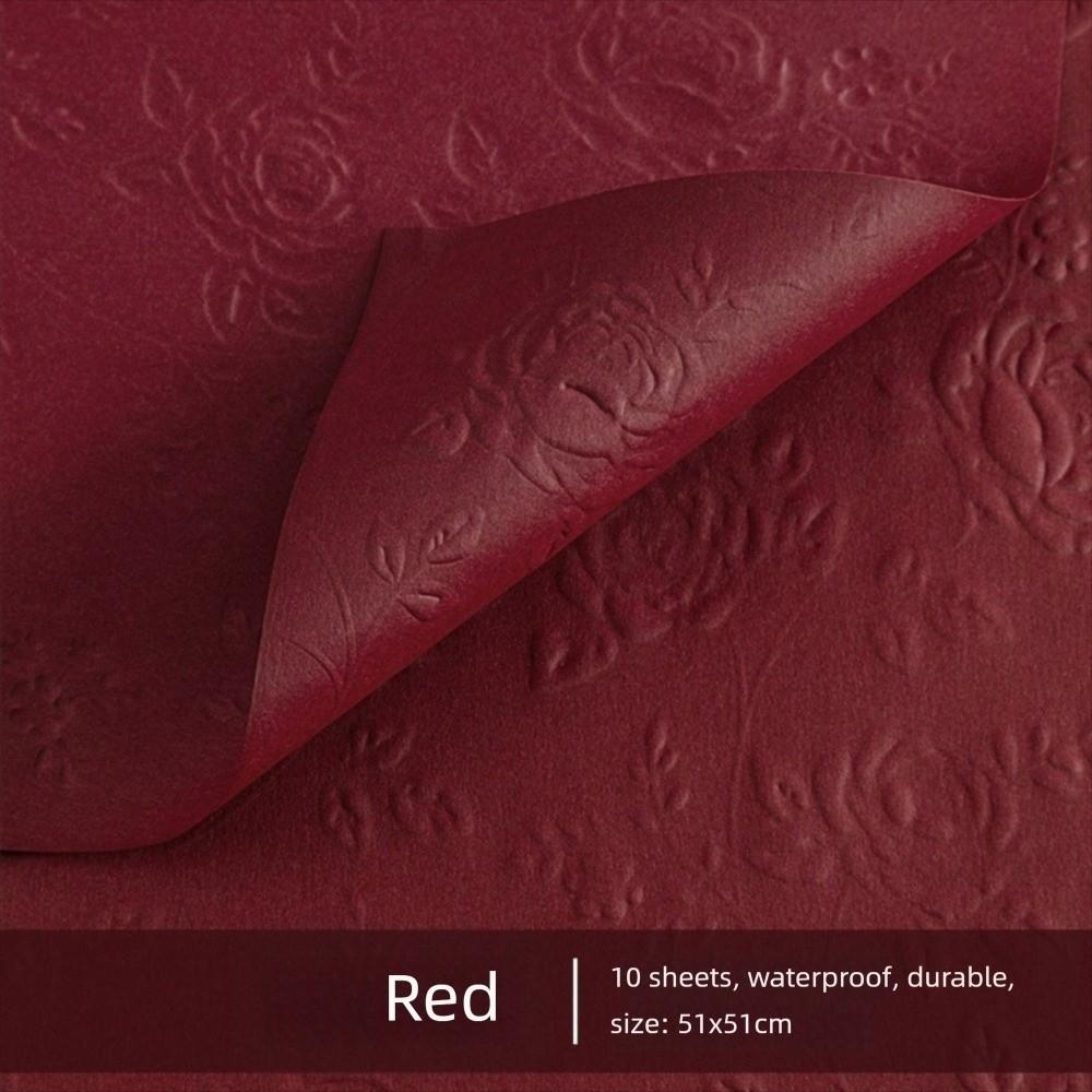 10Pcs 3D Textured Flower Packaging Paper Rose Print Decorative Paper Gift Wrapping