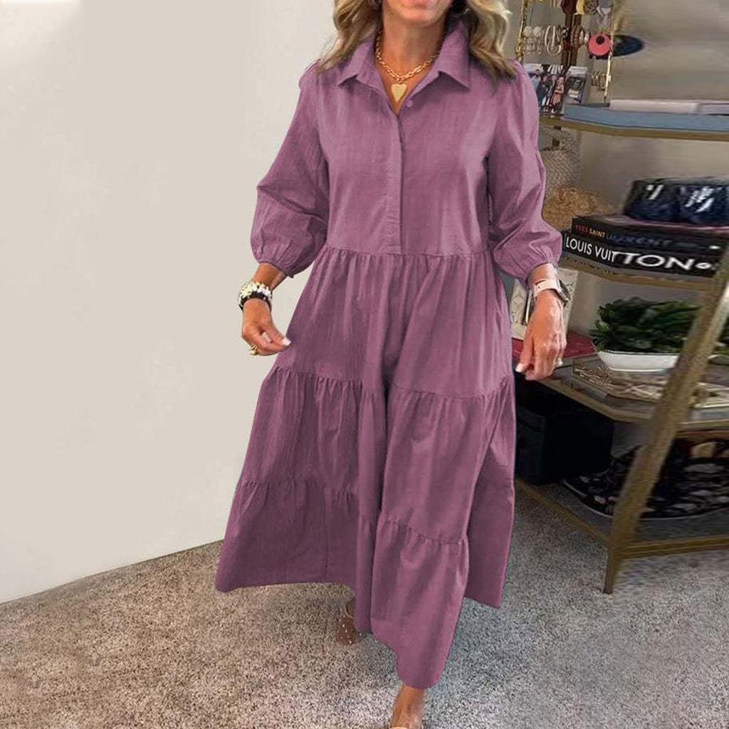 Женская мода повседневная рубашка с лацканами юбка-помель