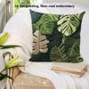 Tropical Monstera Leaf Pillow Cover 2D Embroidered Print Boho Botanical Cushion Case For Sofa Bed Couch Cozy Jungle Home Decor