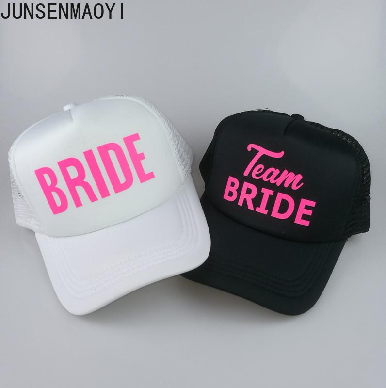 New Neon Pink BRIDE TEAM BRIDE Adult Mesh Trucker Hat Cap Design Snapback Bachelorette Party Weekend Beach Hats Adjustable Caps